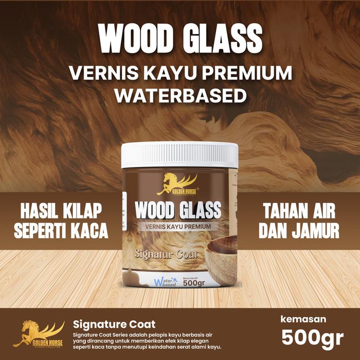 Politur Kayu Golden Horse Wood Glass Water Based 500gr Clear Glossy — Pertukangan