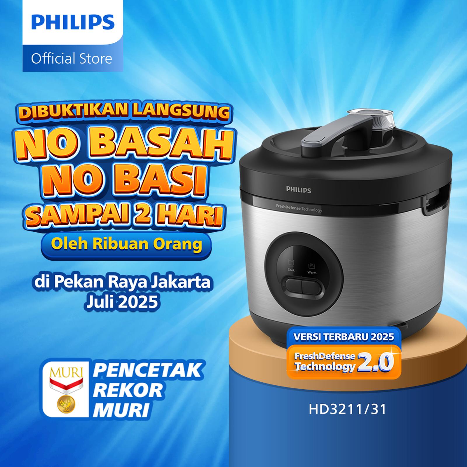 Philips Rice Cooker HD3211/31 Penanak Nasi 1.8 L Silver FreshDefense — Elektronik