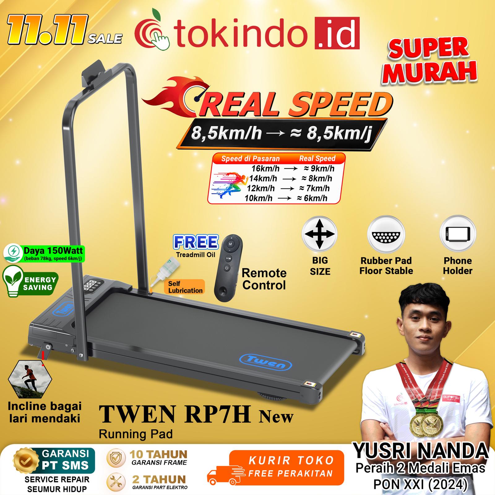 Treadmill Listrik Lipat TWEN RP7 RP7H iSmart Plus Walking Pad Incline Low Watt — Olahraga