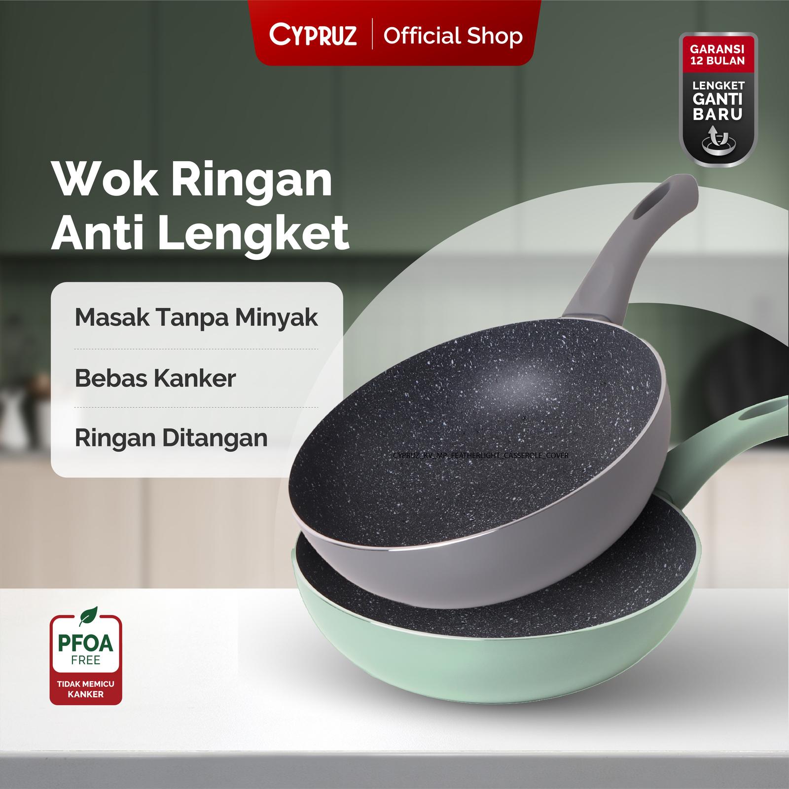 Wajan Penggorengan Anti Lengket Cypruz Featherlight Series 24 cm — Dapur