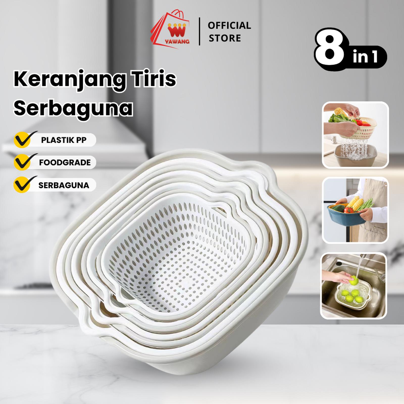 Set Keranjang Tiris & Baskom YAWANG 8 in 1 Serbaguna Bebas BPA — Dapur