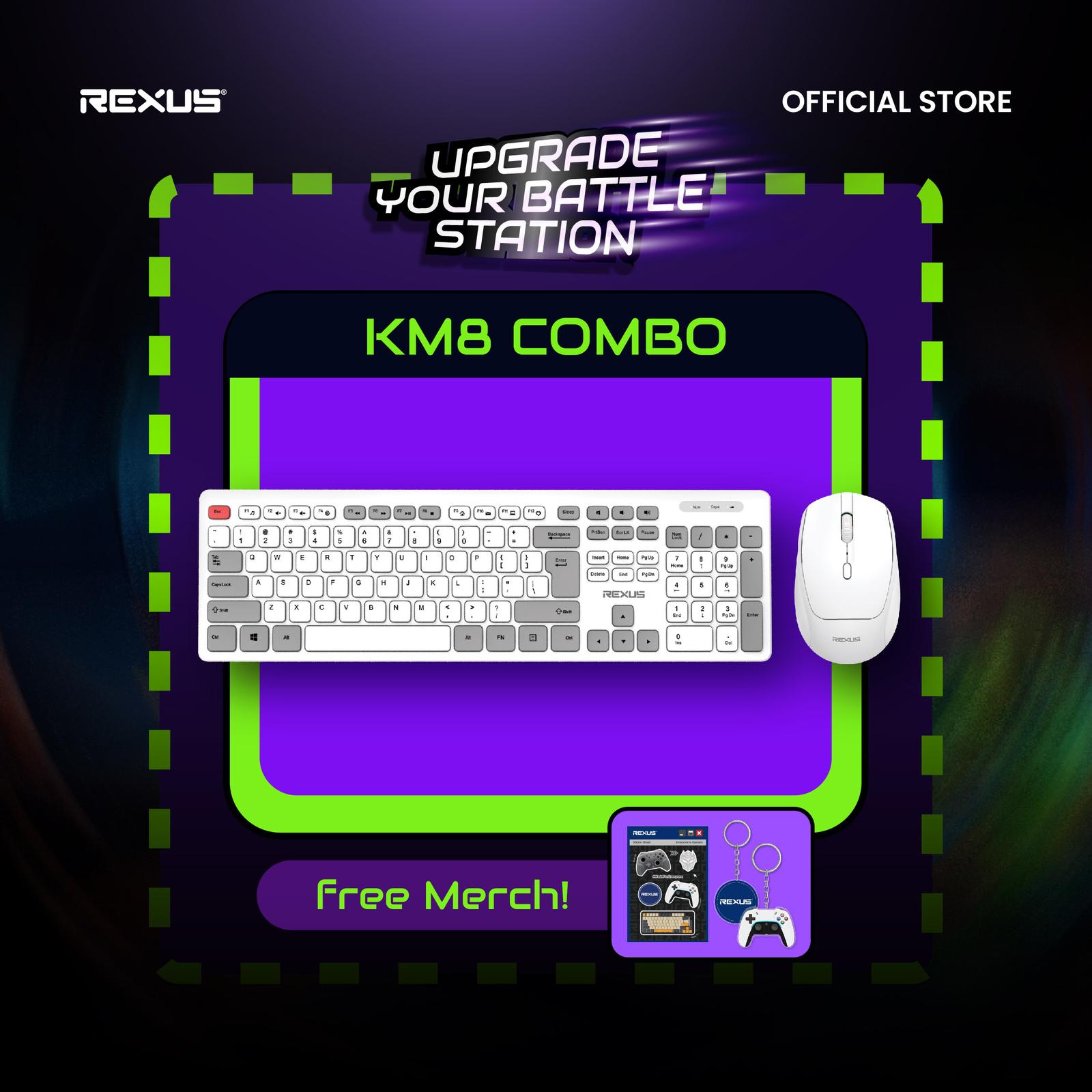 Rexus KM8 V2 Combo Keyboard dan Mouse Wireless Warna Hitam — Komputer & Laptop