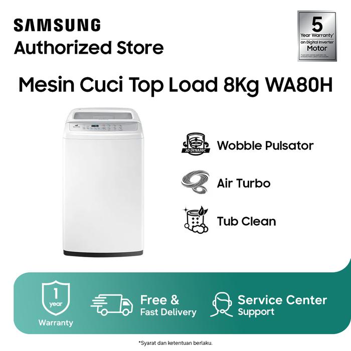 Mesin Cuci Samsung WA80H4200SW Top Loading Wobble 8 Kg Baru — Elektronik
