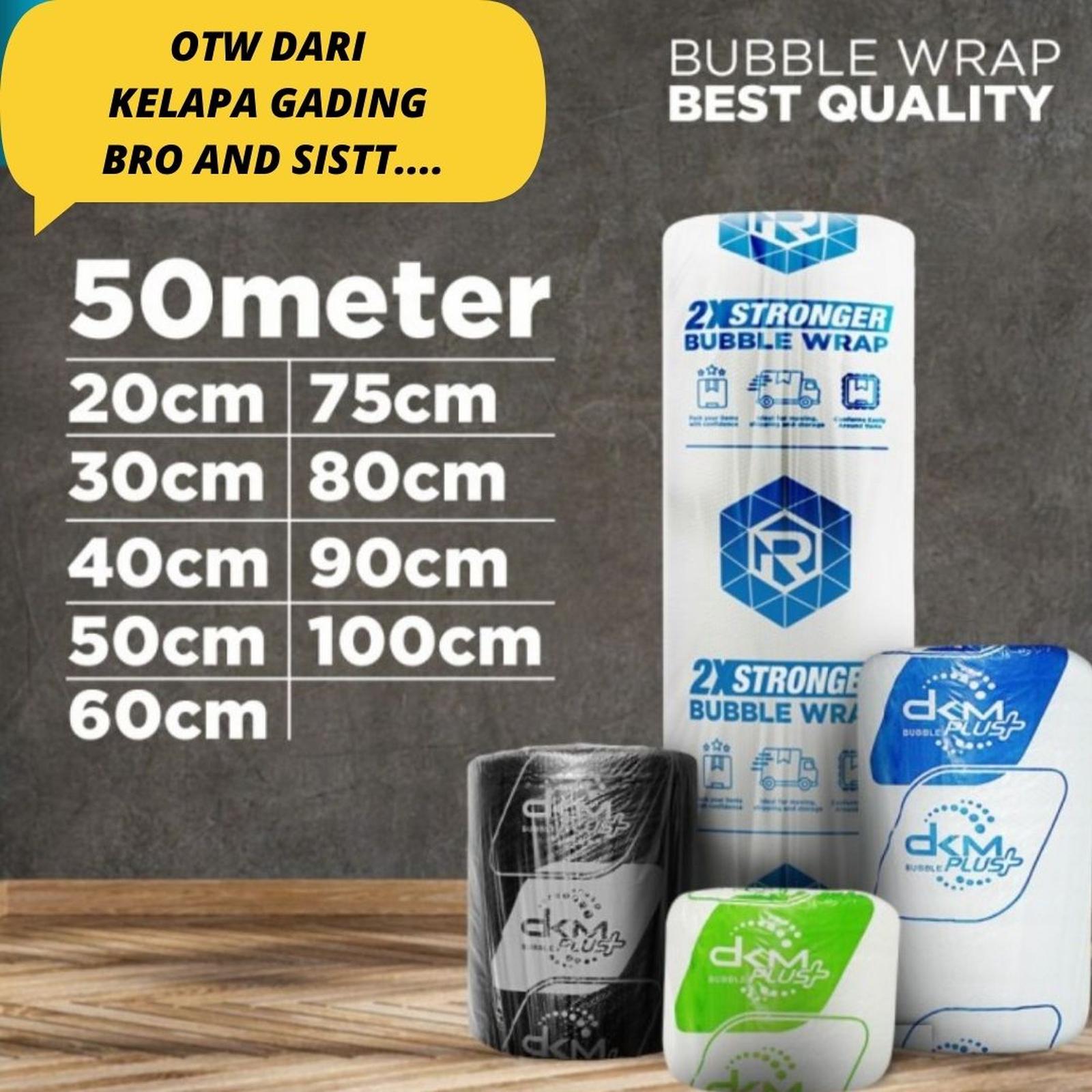 Bubble Wrap DKM+ Bening dan Hitam 30cm x 50m untuk Bungkus Kemasan — Perlengkapan Pesta