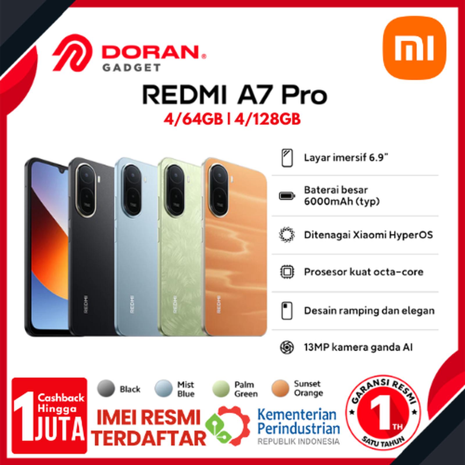 Xiaomi Redmi A7 Pro 4/64GB Black, Layar 6.9 Inci Baterai 6000mAh Garansi Resmi — Handphone & Tablet