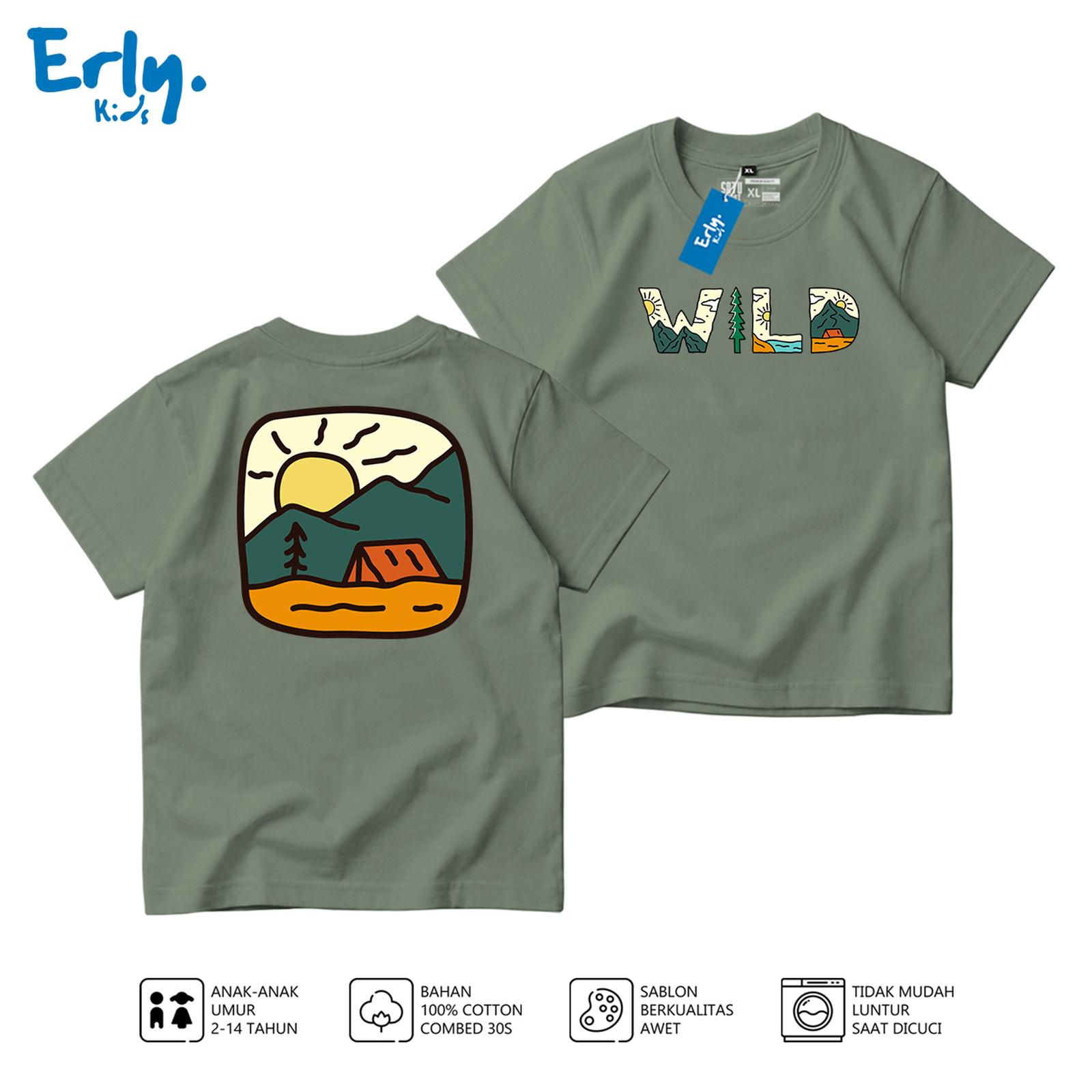 Kaos Anak Laki-Laki ERLYKIDS Cotton Combed 30s Motif Wild Adventure Hitam S — Mode Anak & Bayi