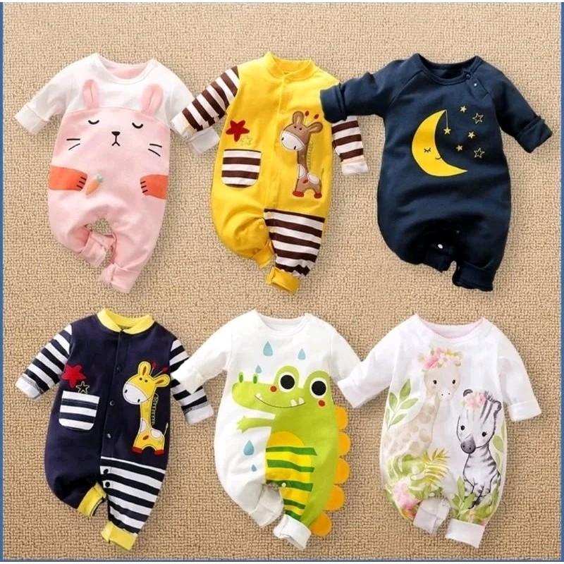 Jumper Sleepsuit Bayi Cotton Lengan Panjang Motif Zebra Jerapah 0-6 Bulan — Mode Anak & Bayi