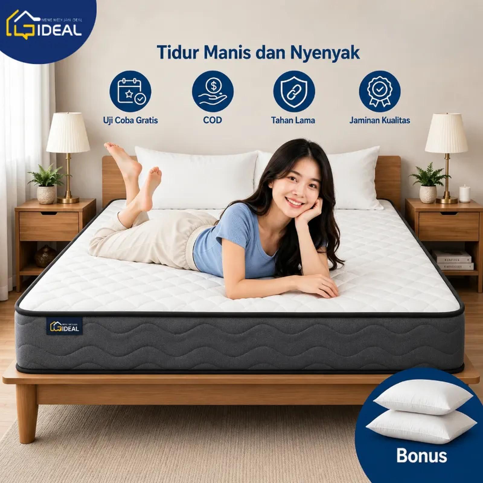 Kasur Spring Bed IDEAL Bonnell 20cm Ukuran 90x200cm Anti Pegal Nyaman — Tempat Tidur
