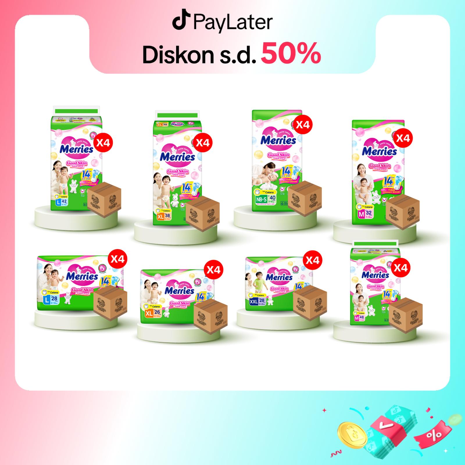 Merries Good Skin Carton Popok Bayi Celana NB-S 40 Isi 4 Pack (3-8 kg) — Bayi