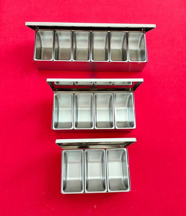 Seasoning Box Kotak Bumbu Stainless Steel Food Grade Isi 3 Kotak Silver — Dapur