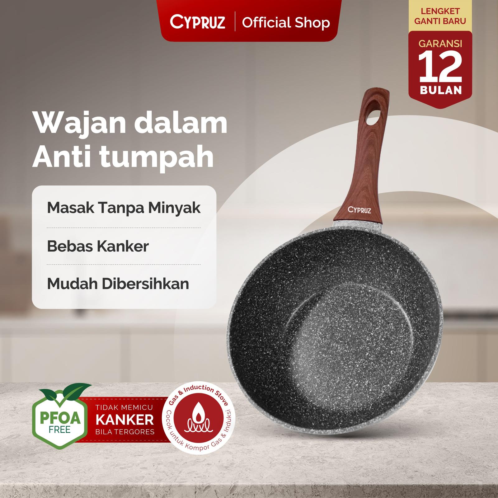 Wajan Penggorengan Anti Lengket Cypruz Marble Series 20 cm — Dapur