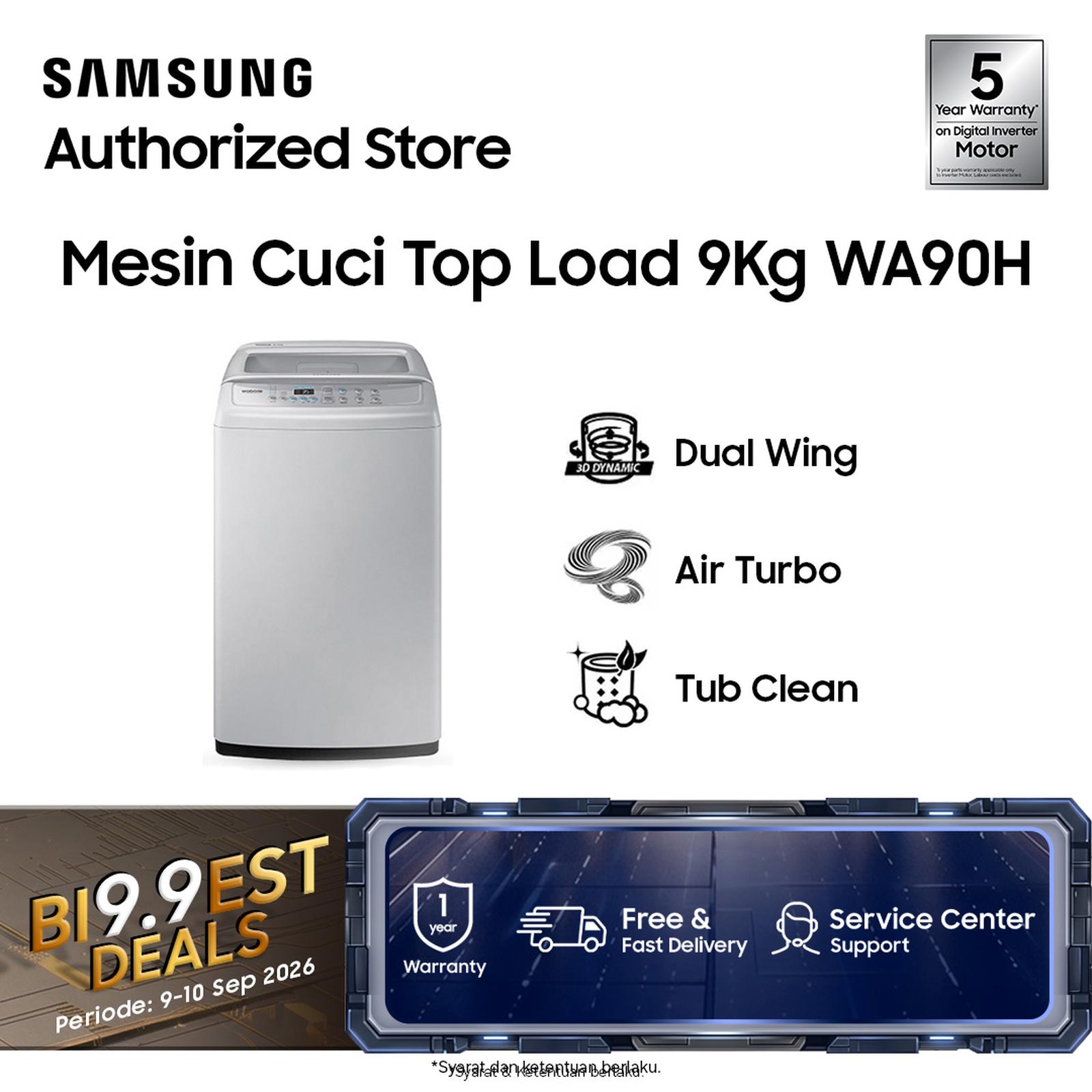 Samsung Mesin Cuci Top Loading 9 Kg Wobble WA90H4200SG — Elektronik