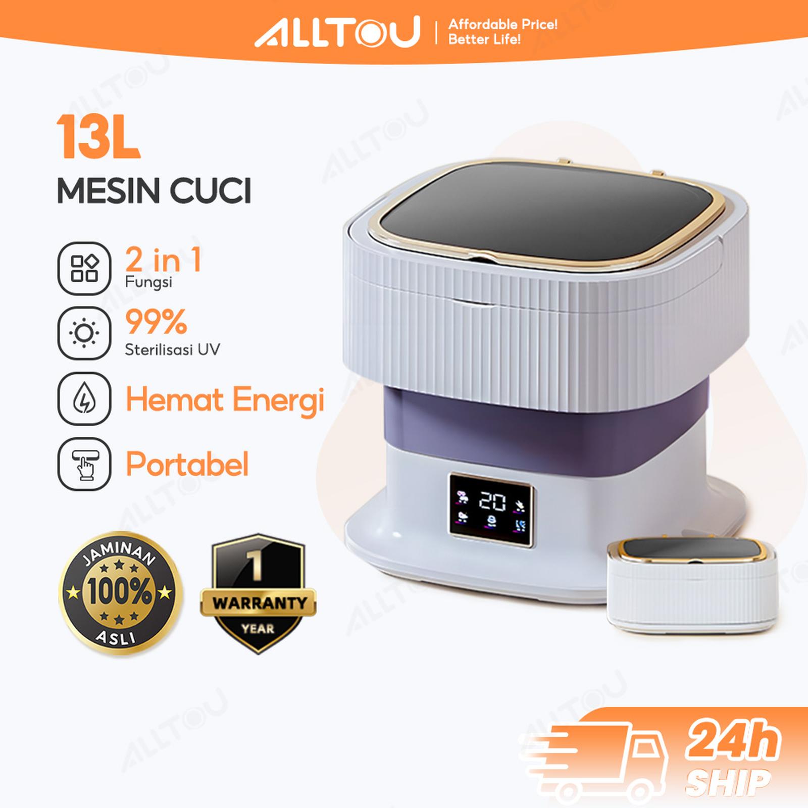 ALLTOU Mesin Cuci Mini Portable 13L Otomatis dengan Sterilisasi UV — Elektronik