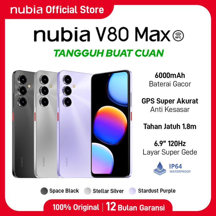 Nubia V80 Max 8GB/128GB Baru, Layar 6.9" 120Hz, Baterai 6000mAh — Handphone & Tablet