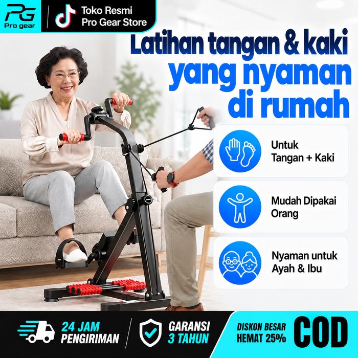 Sepeda Statis Pedal Exerciser Alat Terapi Rehabilitasi Kaki dan Tangan Hitam — Olahraga