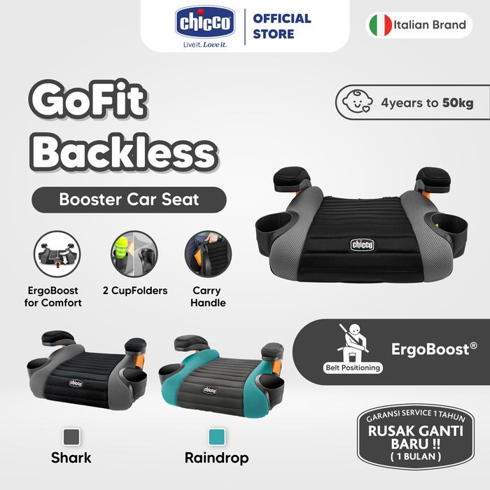 Chicco GoFit Backless Booster Car Seat Shark Tempat Duduk Anak di Mobil — Bayi
