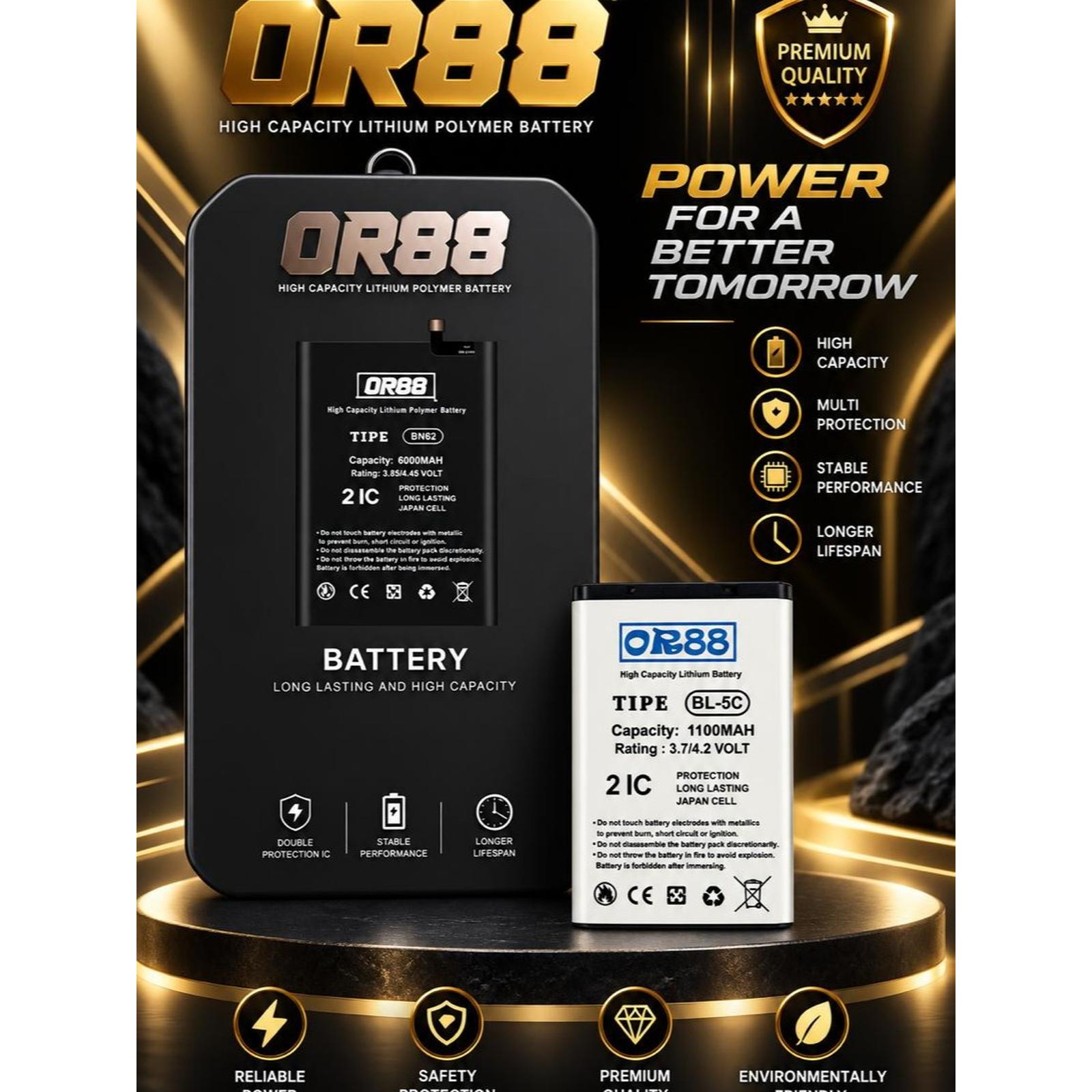 Baterai Double Power OR88 IC untuk Nokia BL-5C 1100 3100 3110 3120 — Handphone & Tablet
