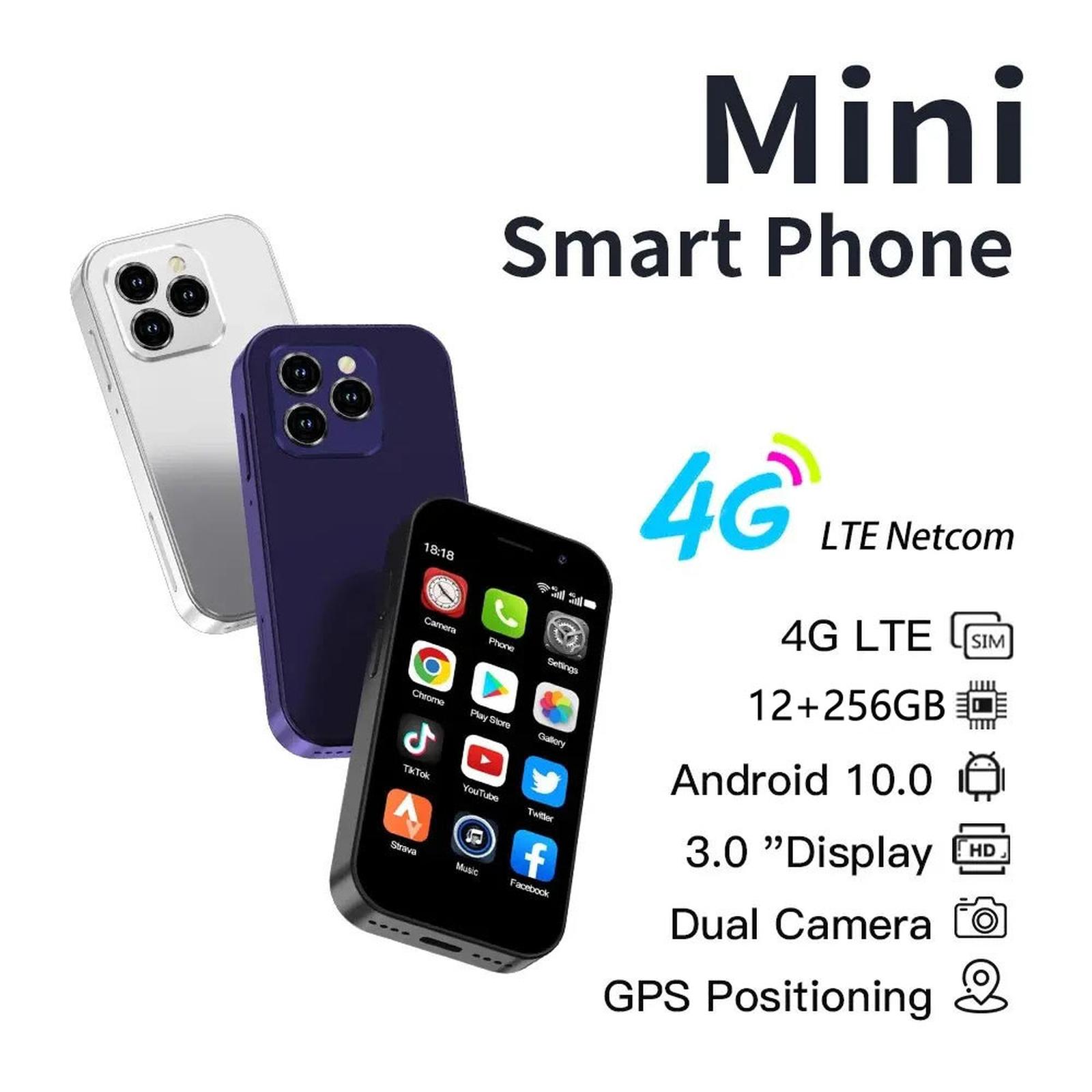XS16 Mini HP Kecil Android 10 Layar 3.0 Inch Baterai 2000mAh 4G WiFi GPS - Hitam — Handphone & Tablet