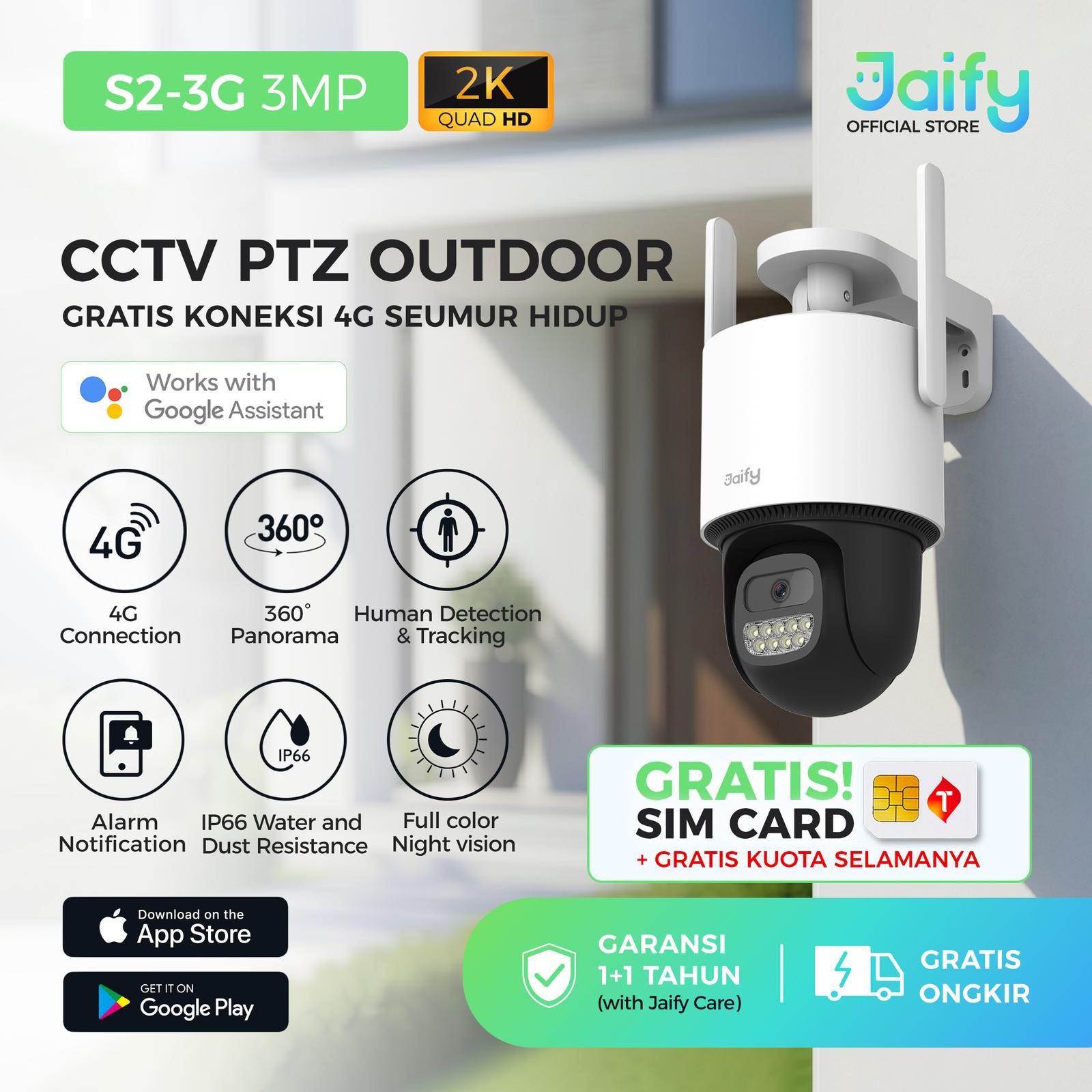 cctv Jaify S2-3G CCTV Outdoor Always On Simcard Tanpa Wifi Kamera CCTV 4G — Komputer & Laptop