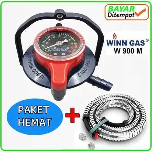 Paket Regulator Gas Winn W 900 M Plus Selang 1,8 Meter SNI — Dapur