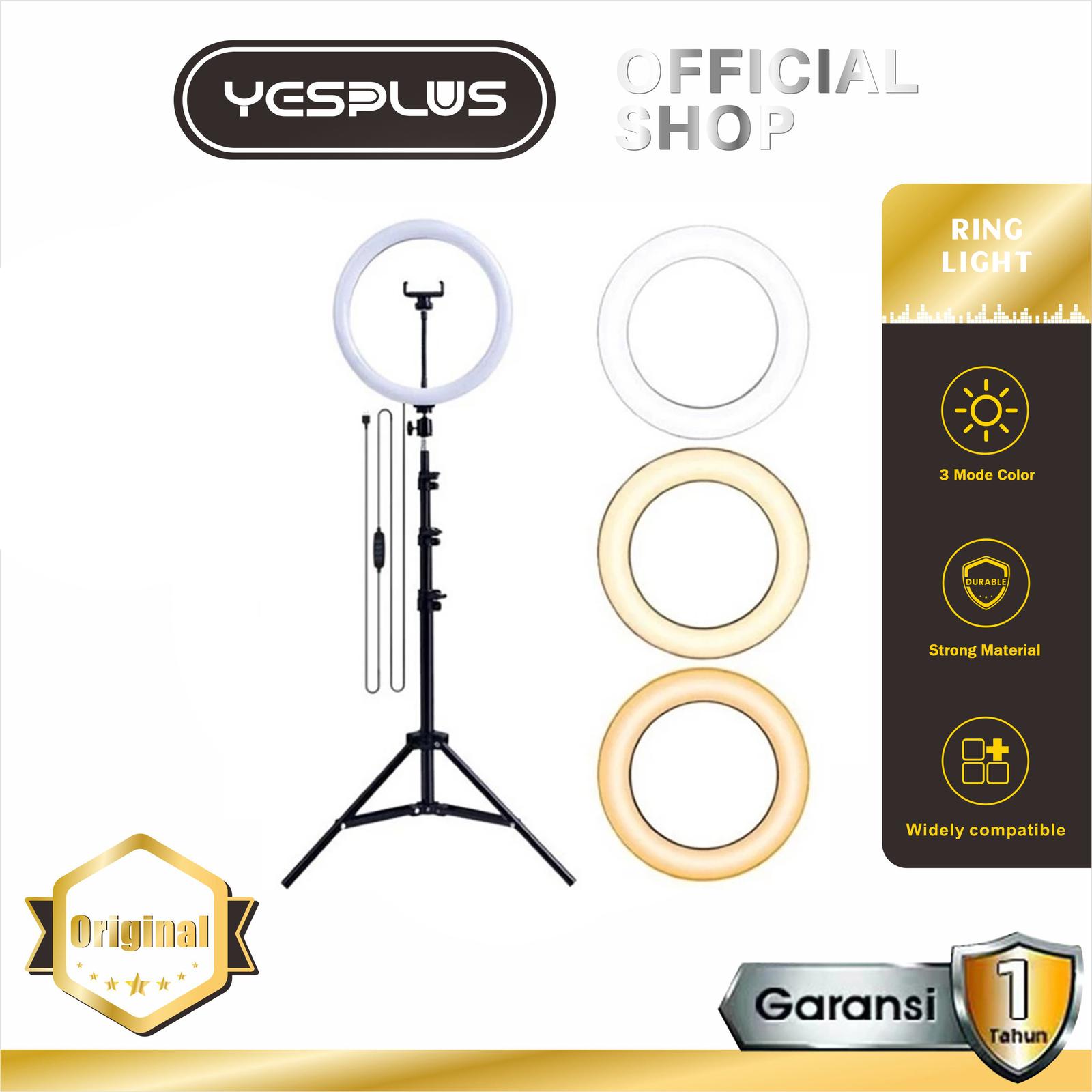 YESPLUS Ring Light LED 26cm Set Tripod 2.1m dan Holder HP — Elektronik
