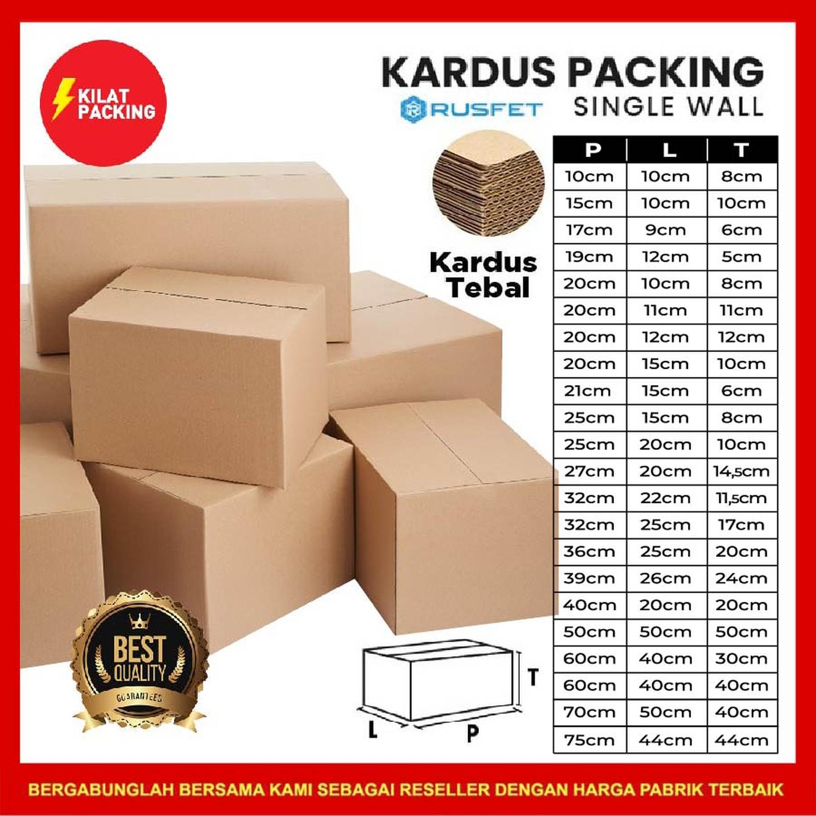 Kardus Packing Karton Rusfet Single Wall Ukuran XL 10 x 10 x 8 — Perlengkapan Pesta