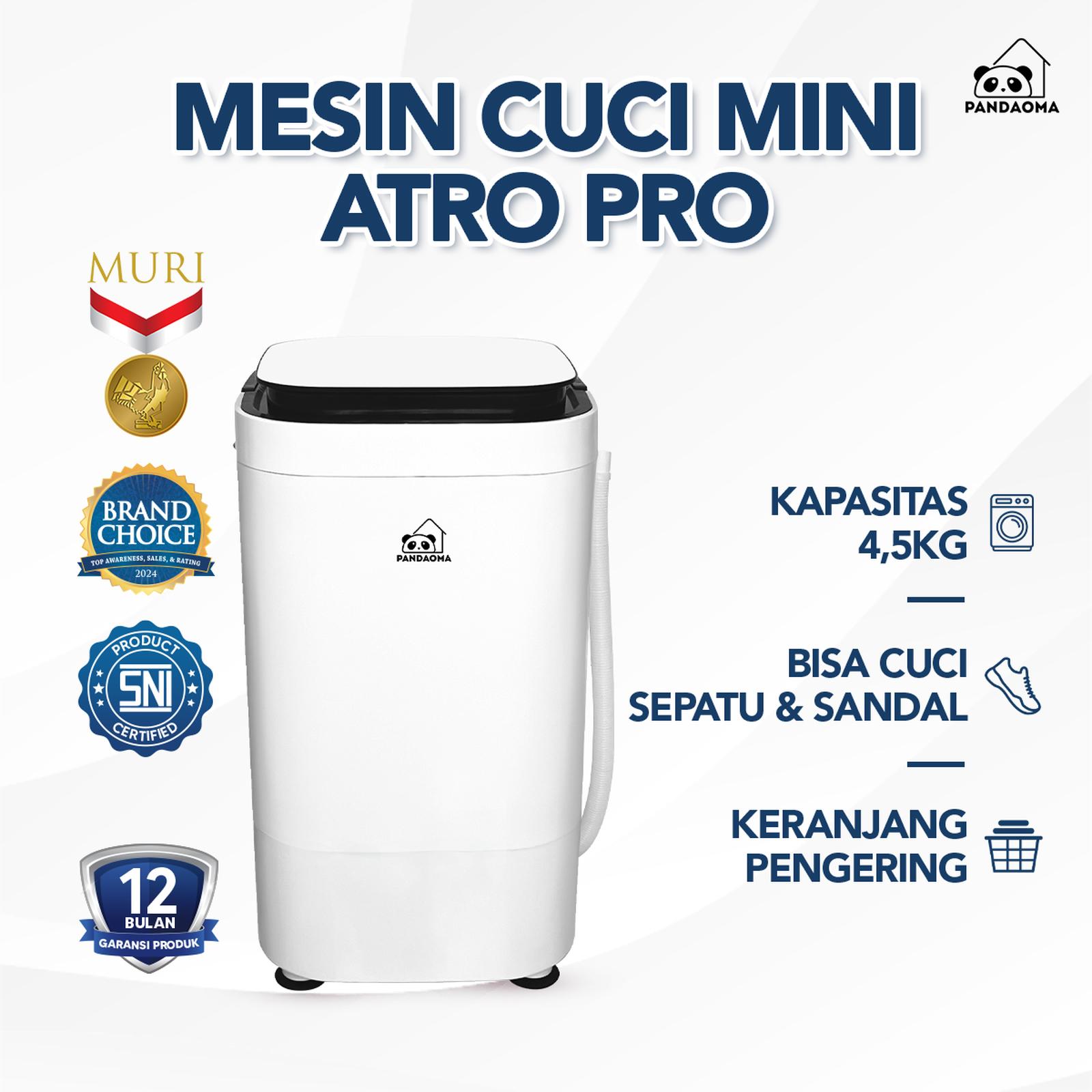Pandaoma Mesin Cuci Mini Atro Pro Portable 4,5 kg untuk Pakaian dan Sepatu - Putih — Elektronik