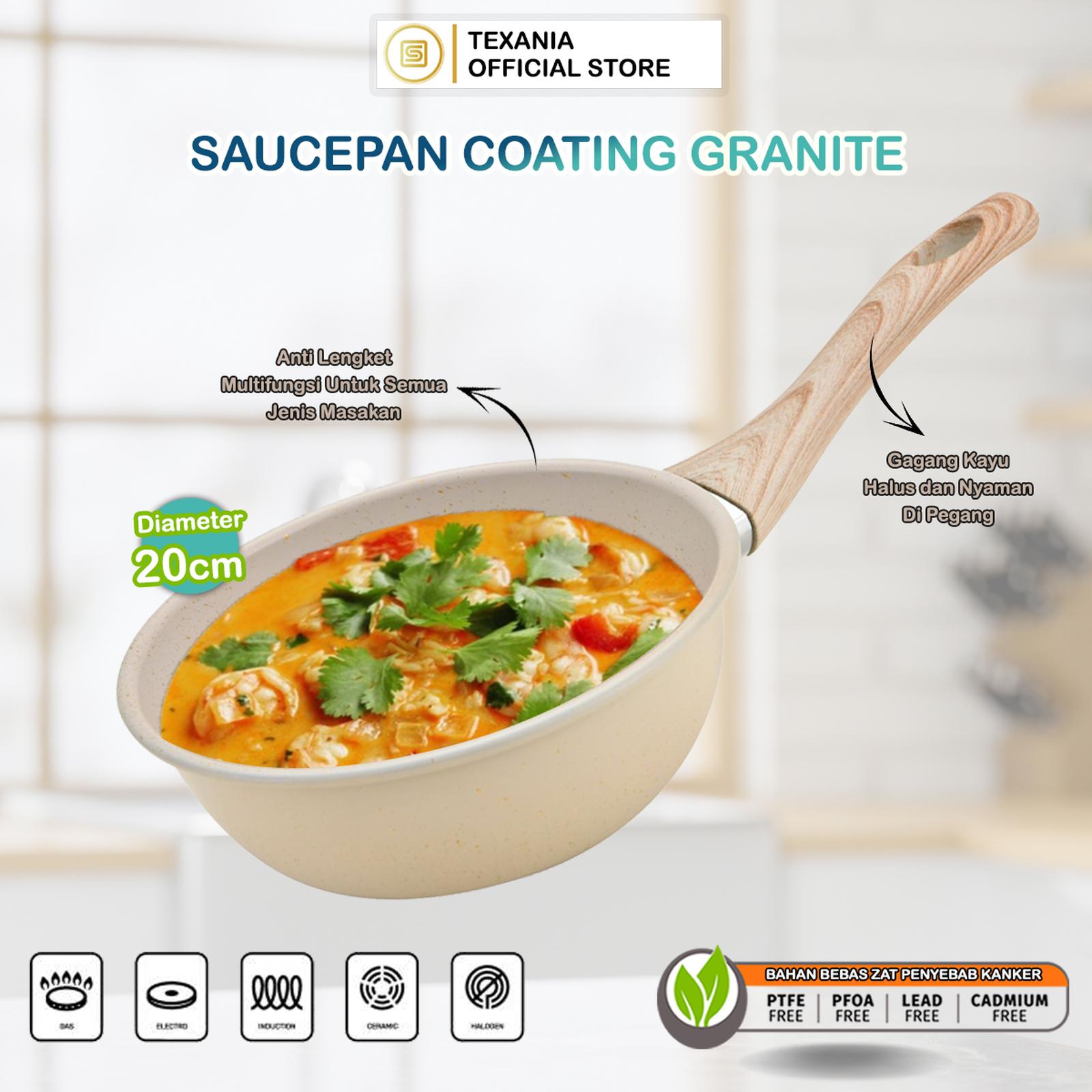 TEXANIA Saucepan Panci 20 cm Anti Lengket Warna Cream untuk Dapur — Dapur