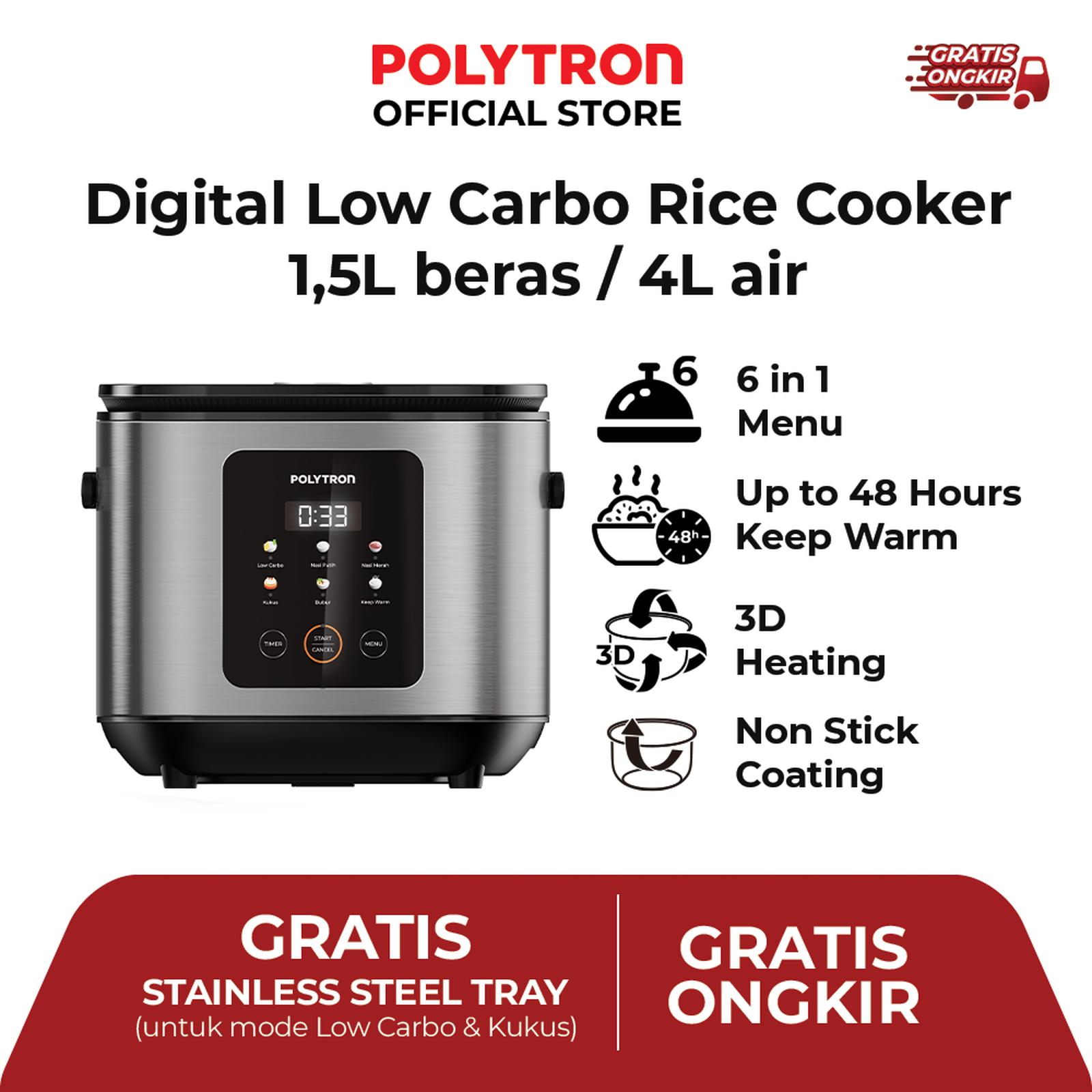 Polytron Kitchenmate PRC 2151S Rice Cooker Low Carbo Digital 1.5L — Elektronik