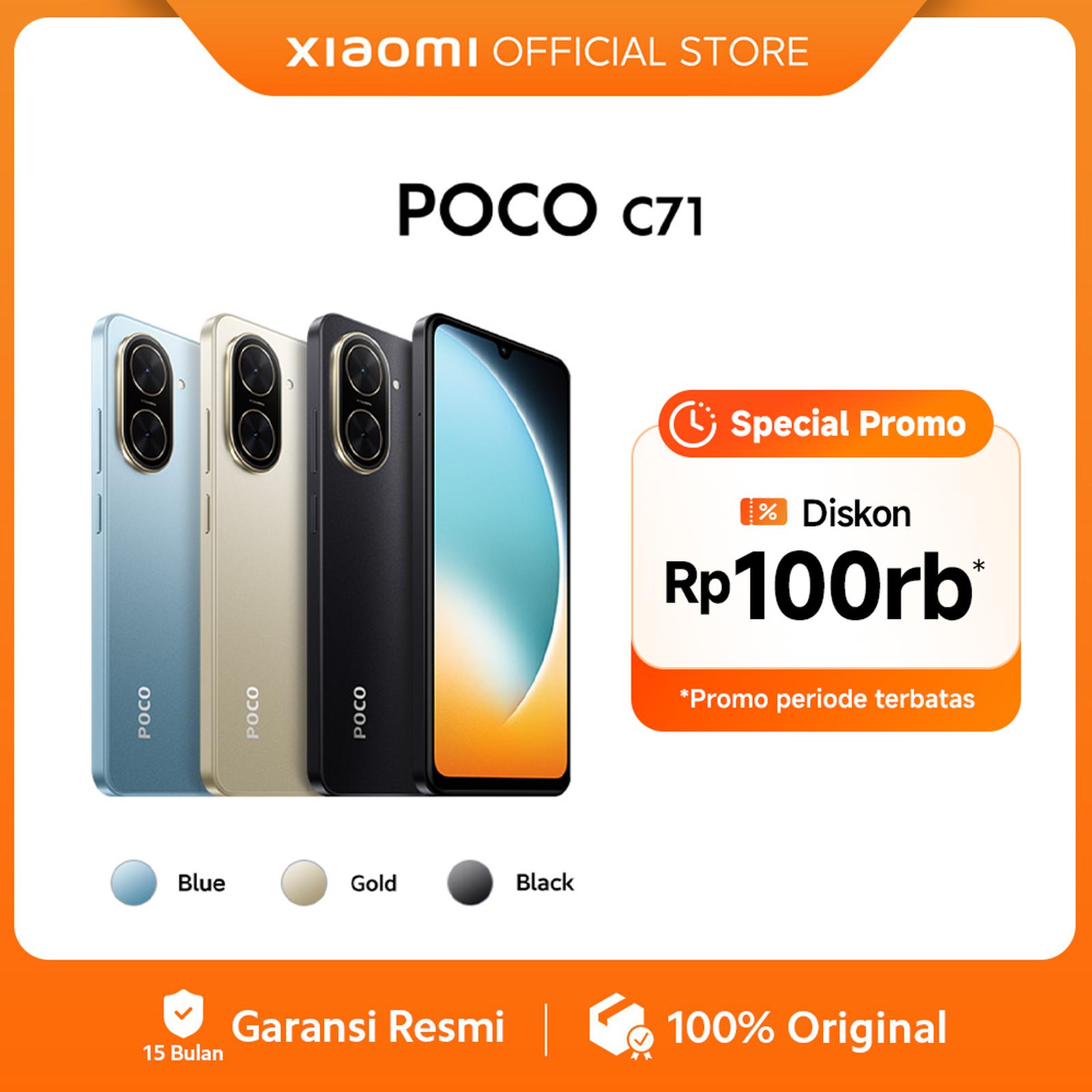POCO C71 4GB+128GB Layar 6,88 Inci 120Hz Baterai 5200mAh - Hitam — Handphone & Tablet