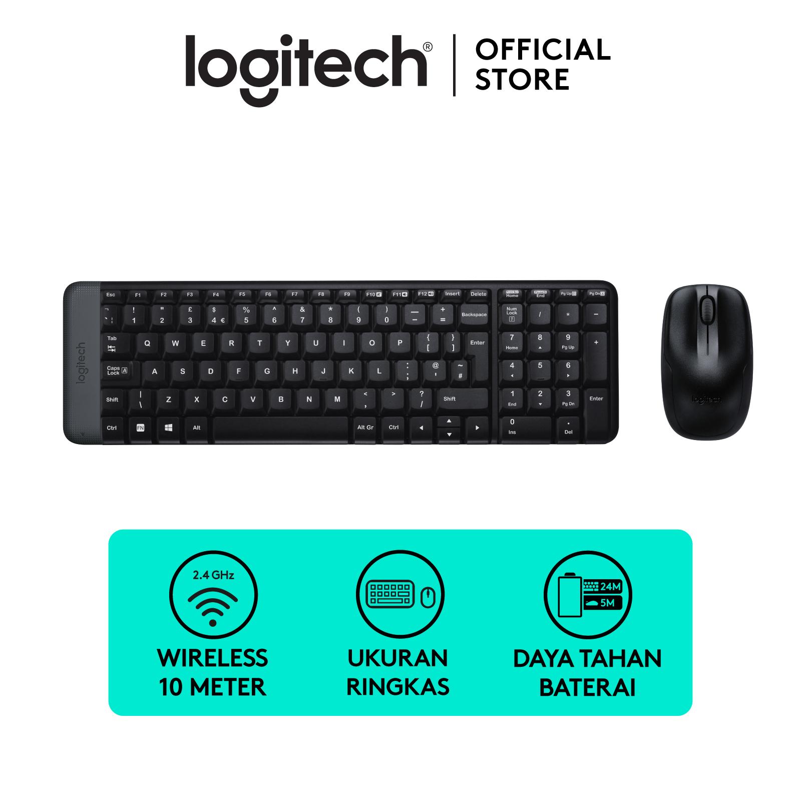 Logitech MK215 Combo Keyboard dan Mouse Wireless Compact — Komputer & Laptop