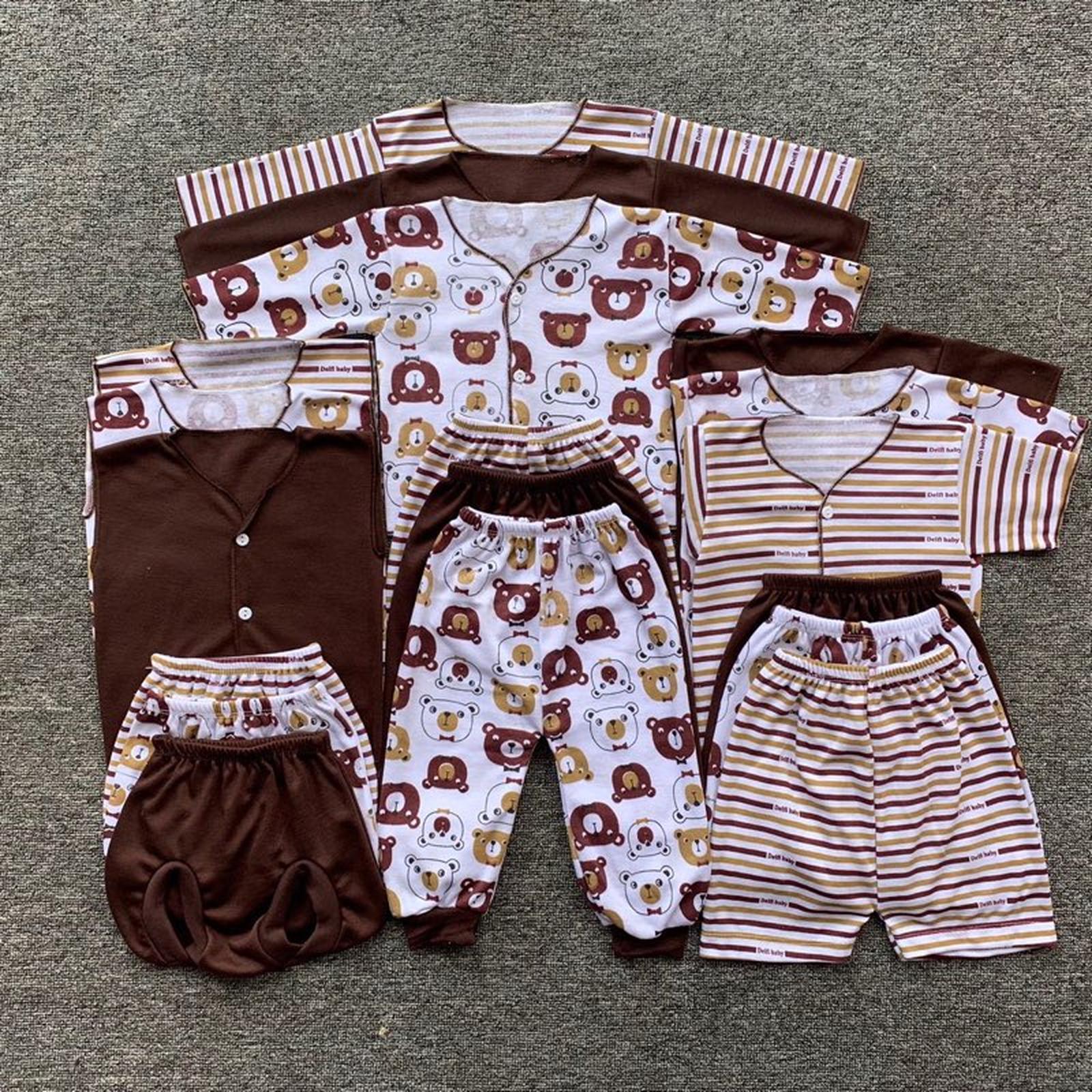 Paket Baju Celana Bayi Newborn 0-3 Bulan Seri A Hijau Olive Sage 18 Pcs — Mode Anak & Bayi