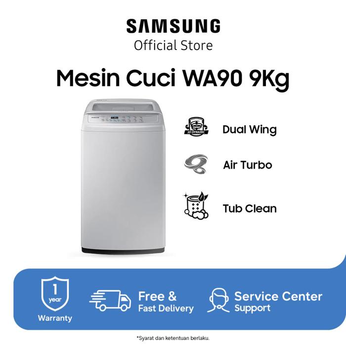 Mesin Cuci Samsung WA90H4200SG Top Load 9 kg Dual Wing Wobble — Rumah Tangga